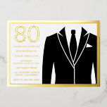 Gold & Black Suit & Stropdas 80th Birthday Party G Folie Uitnodiging<br><div class="desc">Gold & Black Suit & Stropdas 80th Birthday Party Golden Folie Invitation Dusty Roos Bekijk andere uitnodigingen in onze niche en nestwinkel</div>