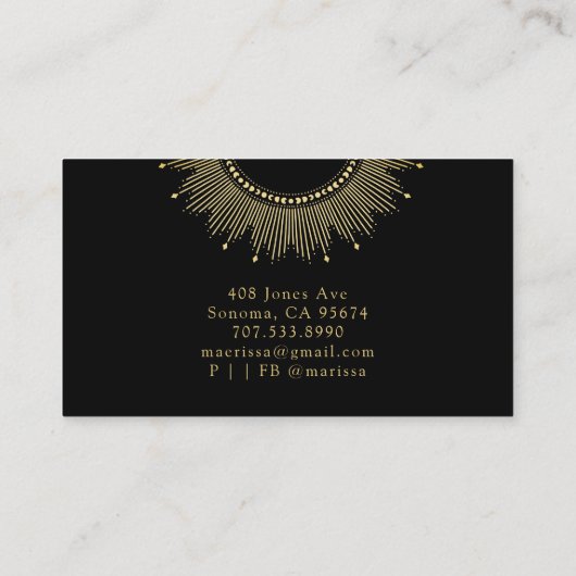 Gold Black Sun Moon Celestial Visitekaartje (Achterkant)