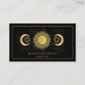 Gold Black Sun Moon Celestial Visitekaartje (Voorkant)