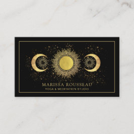Gold Black Sun Moon Yoga Instructor Visitekaartje