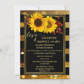 Gold Black Sunflower Happily Ever After Wedding Kaart (Voorkant)