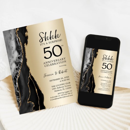 Gold Black Surprise 50ste Jubileum Kaart