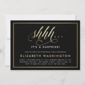 Gold & Black Surprise Birthday Party Kaart (Voorkant)