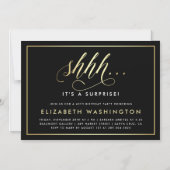 Gold & Black Surprise Birthday Party Magnetische Uitnodiging (Voorkant)