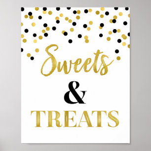 Gold Black Sweets & Treatment Dessert Table Poster