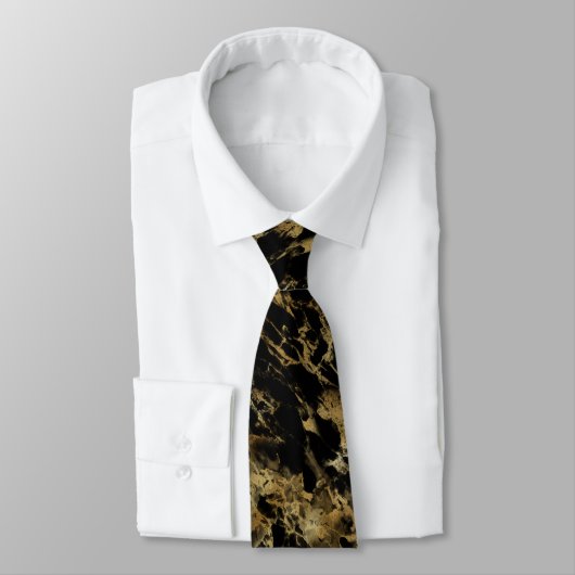 Gold Black Swirl Abstract Patroonpatroon Mannen Stropdas (Gebonden)
