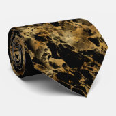 Gold Black Swirl Abstract Patroonpatroon Mannen Stropdas (Opgerold)