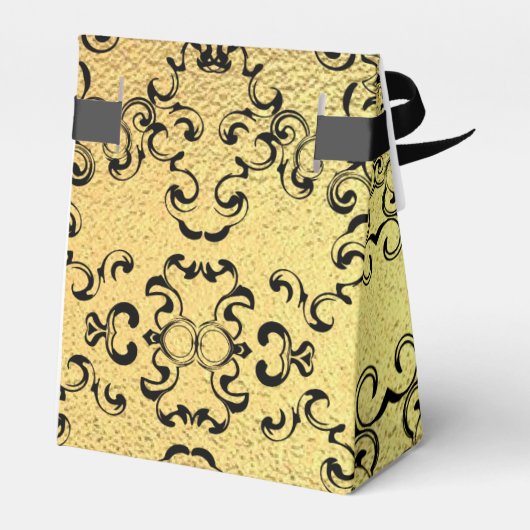 Gold & Black Swirl Gothic Wedding Bedankdoosjes (Achterkant)