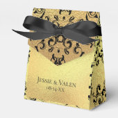 Gold & Black Swirl Gothic Wedding Bedankdoosjes (Voorkant Zijde)