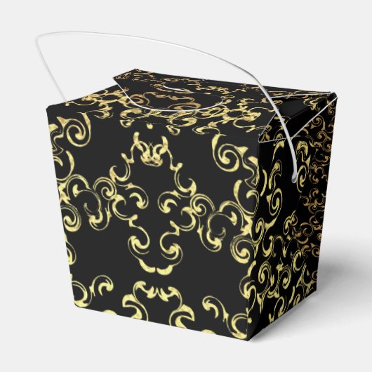Gold & Black Swirl Gothic Wedding Bedankdoosjes (Achterkant)