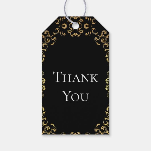 Gold & Black Swirl Gothic Wedding Cadeaulabel (Voorkant)