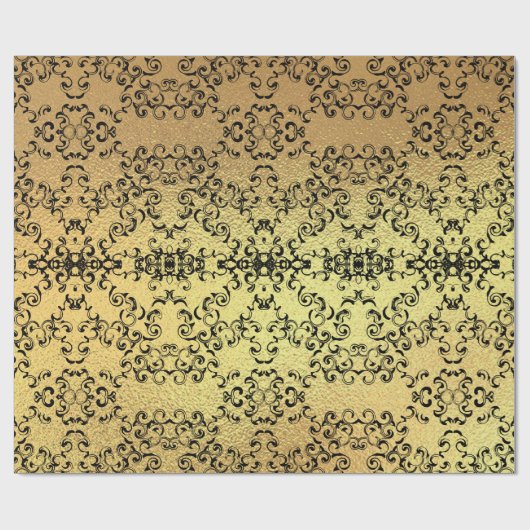 Gold & Black Swirl Gothic Wedding Cadeaupapier (Vlak)