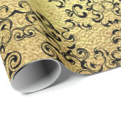 Gold & Black Swirl Gothic Wedding Cadeaupapier (Rol Hoek)