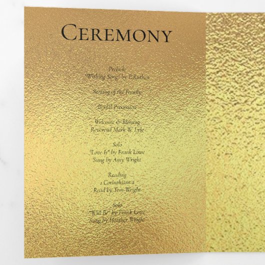 Gold & Black Swirl Gothic Wedding Drieluik Programma (Binnenzijde eerst)