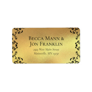 Gold & Black Swirl Gothic Wedding Etiket