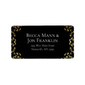 Gold & Black Swirl Gothic Wedding Etiket (Voorkant)