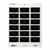 Gold & Black Swirl Gothic Wedding Etiket (Full Sheet)