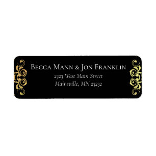 Gold & Black Swirl Gothic Wedding Etiket