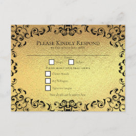 Gold & Black Swirl Gothic Wedding Feestdagenkaart