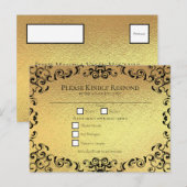 Gold & Black Swirl Gothic Wedding Feestdagenkaart (Voorkant / Achterkant)