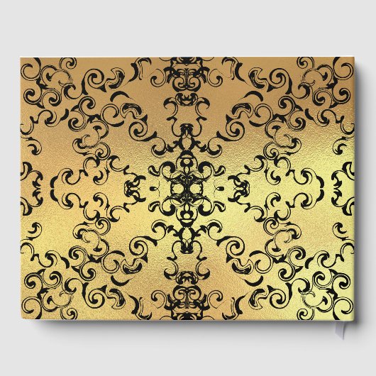 Gold & Black Swirl Gothic Wedding Gastenboek (Achterkant)