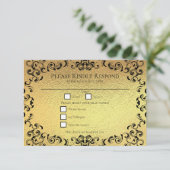 Gold & Black Swirl Gothic Wedding Kaart (Staand voorkant)