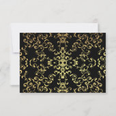 Gold & Black Swirl Gothic Wedding Kaart (Achterkant)