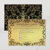 Gold & Black Swirl Gothic Wedding Kaart (Voorkant / Achterkant)