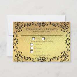 Gold & Black Swirl Gothic Wedding Kaart