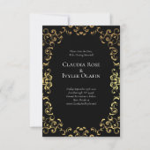Gold & Black Swirl Gothic Wedding Kaart (Voorkant)
