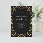 Gold & Black Swirl Gothic Wedding Kaart (Staand voorkant)