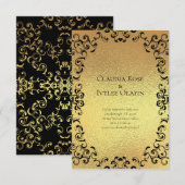 Gold & Black Swirl Gothic Wedding Kaart (Voorkant / Achterkant)