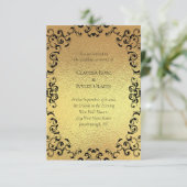 Gold & Black Swirl Gothic Wedding Kaart (Staand voorkant)