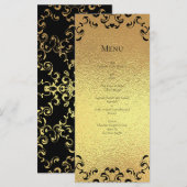 Gold & Black Swirl Gothic Wedding Menu (Voorkant / Achterkant)