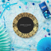 Gold & Black Swirl Gothic Wedding Papieren Bordje (Feest)