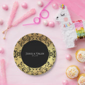 Gold & Black Swirl Gothic Wedding Papieren Bordje (Feest)