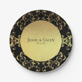 Gold & Black Swirl Gothic Wedding Papieren Bordje