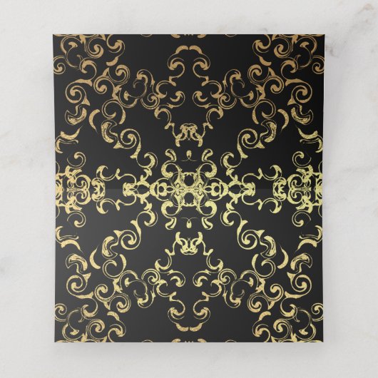 Gold & Black Swirl Gothic Wedding Plaatskaartje (Binnenkant ongevouwen)