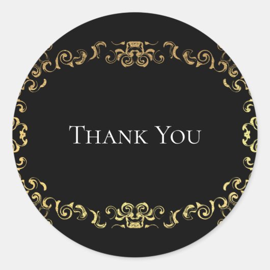 Gold & Black Swirl Gothic Wedding Ronde Sticker (Voorkant)