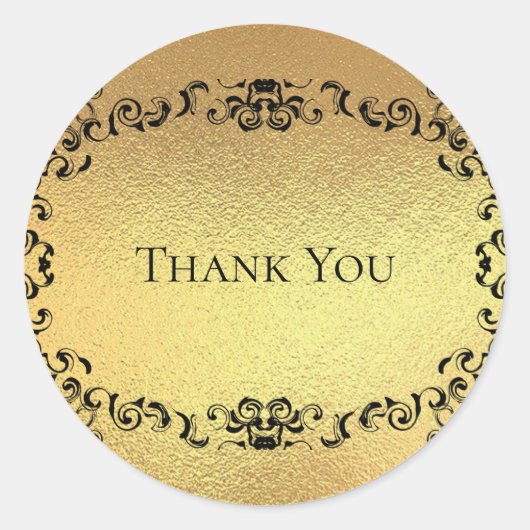 Gold & Black Swirl Gothic Wedding Ronde Sticker (Voorkant)