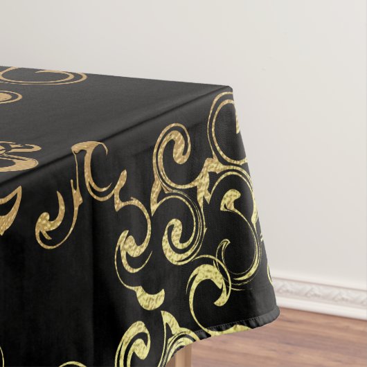 Gold & Black Swirl Gothic Wedding Tafelkleed (Voorbeeld)