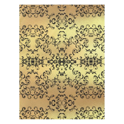 Gold & Black Swirl Gothic Wedding Tafelkleed (Voorkant)