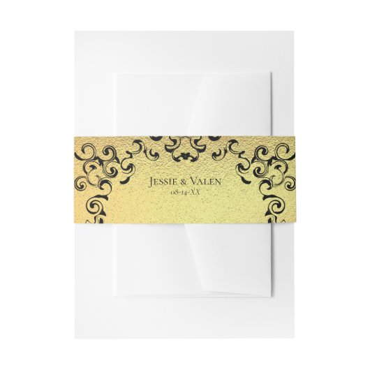 Gold & Black Swirl Gothic Wedding Uitnodigingen Wikkel (Voorkant Voorbeeld)