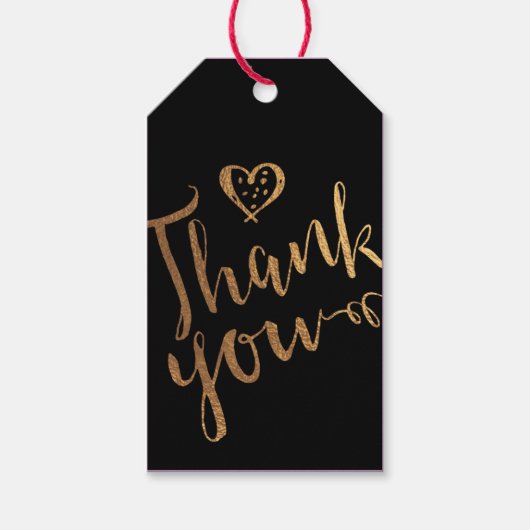 Gold Black Swirl Hand Lettering Hartelijk dank Gif Cadeaulabel (Voorkant)