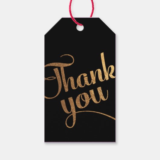 Gold Black Swirl Hand Lettering Hartelijk dank Gif Cadeaulabel (Voorkant)