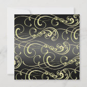 Gold/Black Swirl Side Border, geboortedag invullen Kaart (Achterkant)