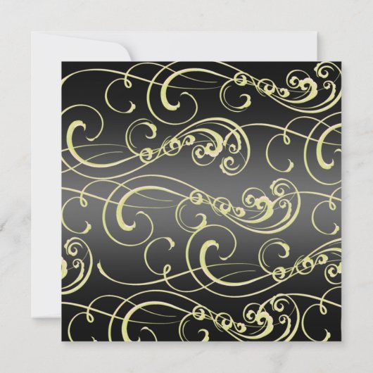 Gold/Black Swirl Side Border, geboortedag invullen Kaart (Achterkant)
