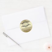 Gold Black Swirls Bedankt voor je huwelijk. Ronde Sticker (Envelop)