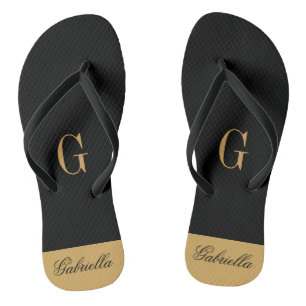 Gold Black Teenslippers