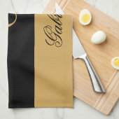 Gold Black Theedoek (Quarter Fold)